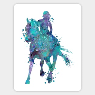 Girl Horse Rider Watercolor Silhouette Sticker